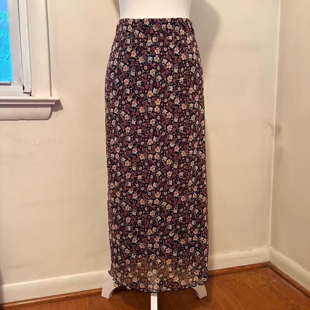 torrid Floral Maxi Skirt in Black and Burgundy